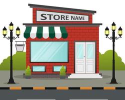 Flat design store front with place for name vector