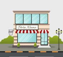 Flat design store front with place for name vector