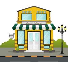 Flat design store front with place for name vector