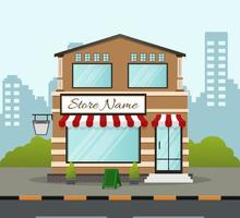 Flat design store front with place for name vector