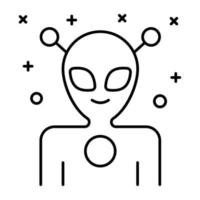 criatura espacial, icono lineal de alienígena vector