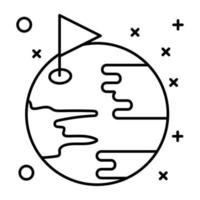 A customizable linear icon of space mission vector