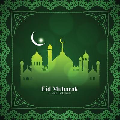 Beautiful green Eid Mubarak Islamic festival background