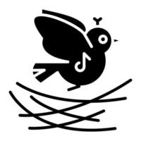 Brids in Nest Glyph Icon vector