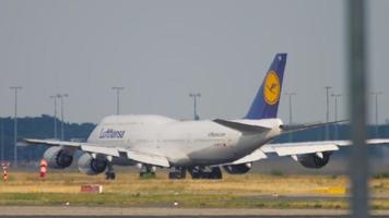 Jumbo jet on the runway, rear view video