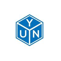diseño del logotipo de la letra yun sobre fondo blanco. concepto creativo del logotipo de la letra de las iniciales de yun. diseño de letras yun. vector