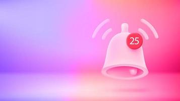 Web message notification icon with counter. Vector 3d banner with copy space