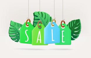 Season sale concept with price tags. 3d vector illustration