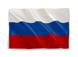 White, blue and red waving flag of Russia. 3d vector object isolated on white