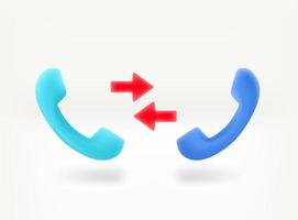 Telephone call concept with speech handset. 3d vector illustration