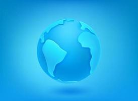 Blue Earth icon on blue background. New call concept. 3d vector illustration