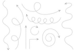 direcciones de flecha dibujadas a mano con líneas discontinuas, vector