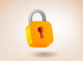 Yellow padlock. Safety concept. 3d vector illustration