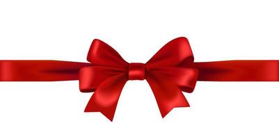 Red satin ribbon with bow. Vector design template