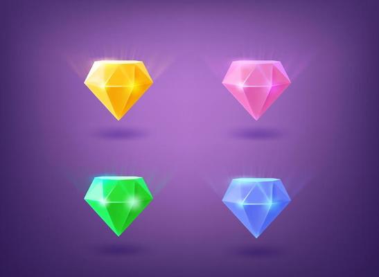 Color gems collection. 3d vector elemets set