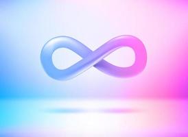 Infinity sign with holographic effect. 3d vector illustration