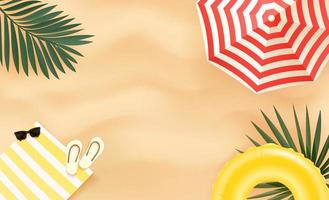 banner de temporada de verano con accesorios y espacio de copia vector