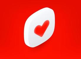 White icon with heart pictogram. New Notification concept. Isomatric 3d vector icon