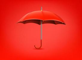 Red umbrella on red backgrond. 3d vector illustration