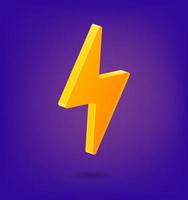 Yellow flash sign. 3d vector icon