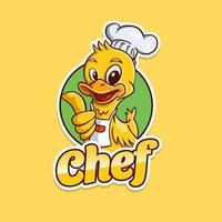 logotipo de la mascota del chef de pato vector