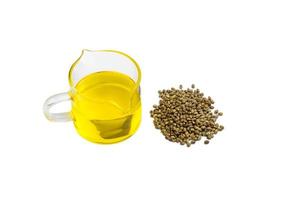 CBD hemp oil, Hemp oil extract in glass bottles , medical marijuana concept, on a white background, CBD oil pipette. photo