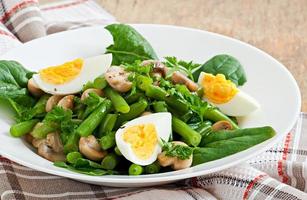Mushroom salad with green beans and eggs photo