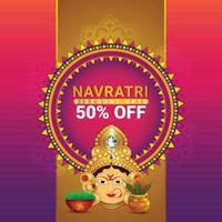 Special navratri sale card with realistic kalash