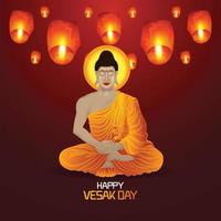 Happy vesak day celebration background vector