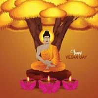Creative design of happy vesak day banner vector