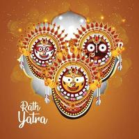 Happy rath yatra celebration for lord jagannath balabhadra and subhadra vector illustration