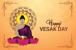 Happy vesak day celebration greeting card vector