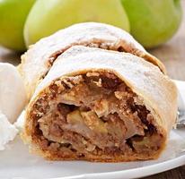 Apple strudel with ice cream photo