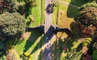 Aerial view of Ancient bali gate with pathway photo