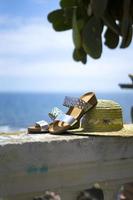 Women's sandals and oversize a summer style for vacation photo