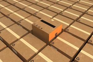 Cardboard boxes industrial compositions. 3D Render photo