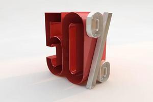 50 percent sign 3d number red photo