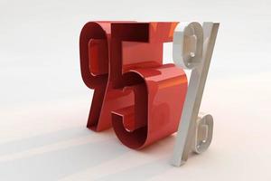 95 percent sign 3d number red. 3D Render photo