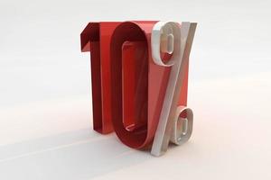 10 percent sign 3d number red. 3D Render photo