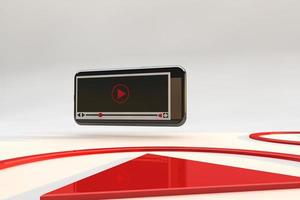 Video Player for web site mobile app, interface media player 3D photo