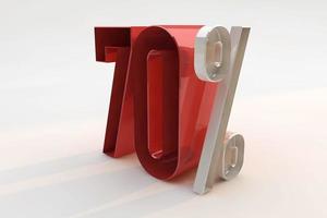 70 percent sign 3d number red. 3D Render photo