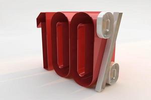 100 percent sign 3d number red. 3D Render photo