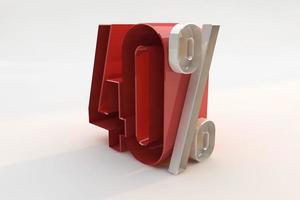 40 percent sign 3d number red