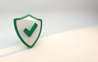 escudo seguridad icono verde color 3d render foto