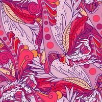 Seamless pattern background with abstract leaves and flower vector