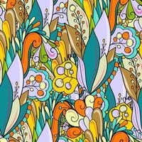 Floral seamless pattern with leaves, flowers and berries. vector