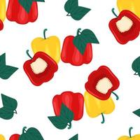 Yellow and red bell peppers seamless pattern. Vector illustration in flat style. Vegetable print. Useful products.