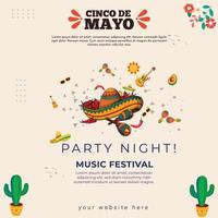 Cinco de Mayo - May 5, Music Festival in Mexico. with flags, flowers, decorations