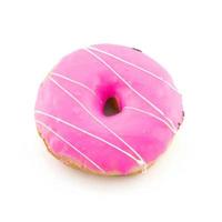 Close up of strewberry donut isolated on white photo