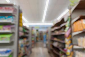 convenience store shelves blurred background photo